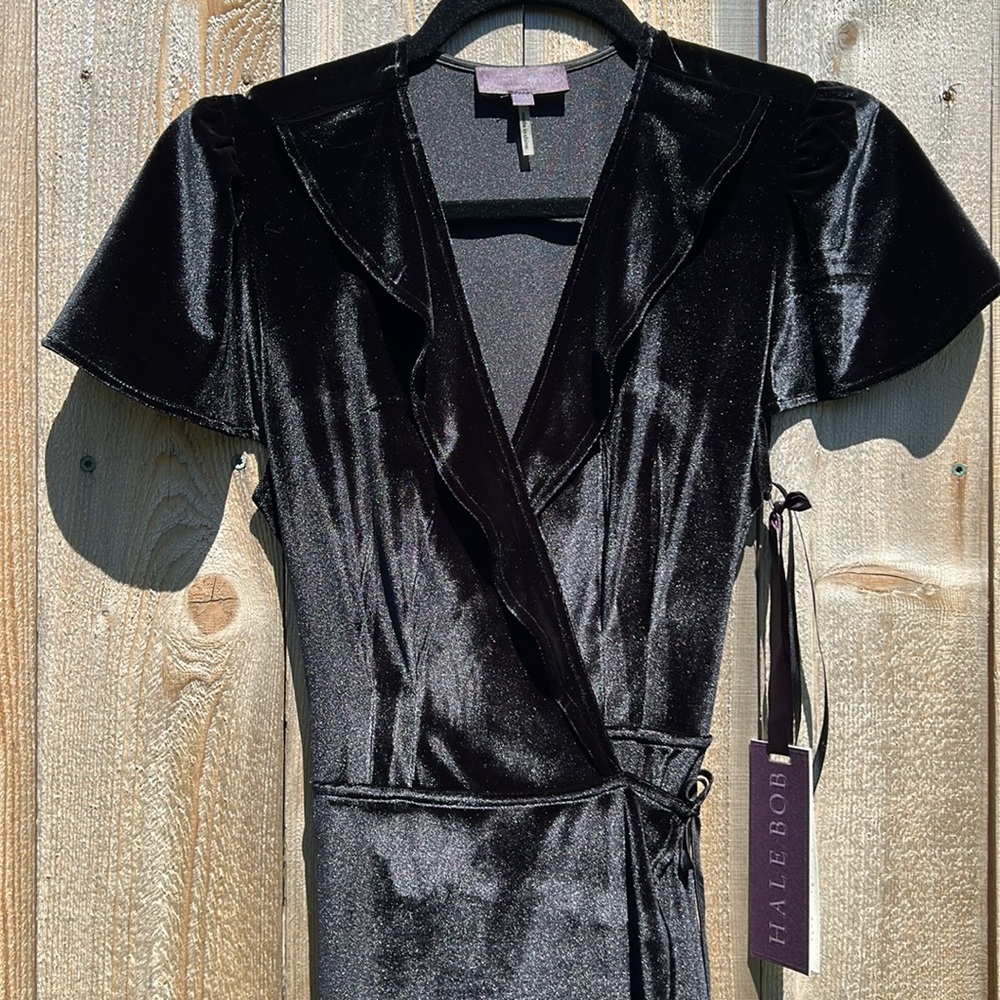 ✅Hale Bob Velvet wrap maxi dress